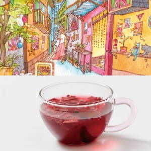 アサイーブレンド  -マンゴー＆ハイビスカス-缶 ／  the tea house × はた みすず