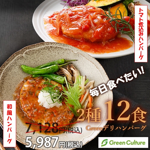 ガッツリヴィーガン12食セット 毎日食べたい！ vegan トマト煮込みハンバーグ 和風ハンバーグ Greenデリ  グリーンカルチャー メガ盛り ガッツリメシ 公式限定 本州送料無料 ギフト対応 ギフトラッピング対応商品