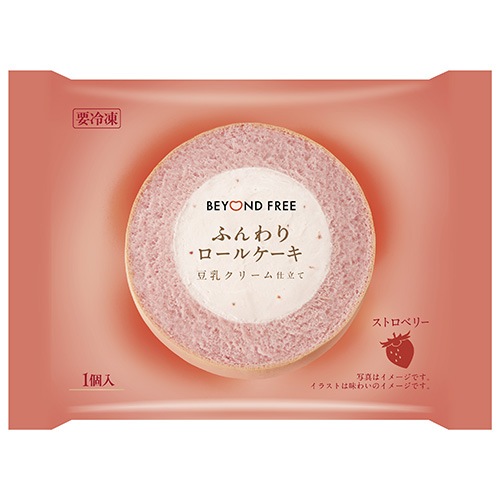 【新商品】ふんわりロールケーキ豆乳クリーム仕立て ストロベリー 64g（1個） テーブルマーク BEYOND FREE ビヨンドフリー 小麦・動物性原材料不使用