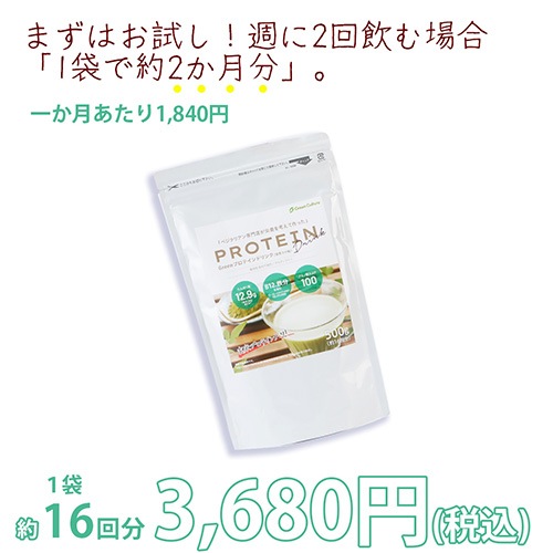 Greenプロテインドリンク（抹茶ラテ味）3袋セット 500g×3袋 送料無料 動物性原料不使用 ヴィーガン グルテンフリー