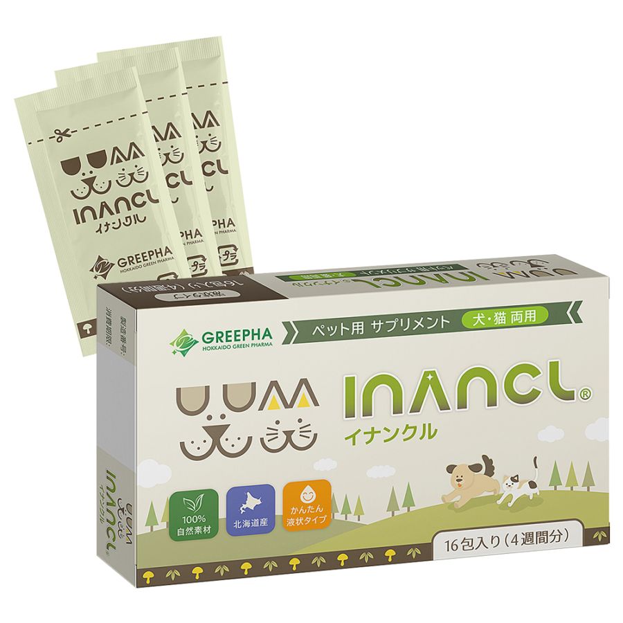 イナンクル 犬猫用 ペット サプリ サプリメント 口臭ケア 便臭対策 免疫ケア 毛並みケア 16包入り（４週間分）