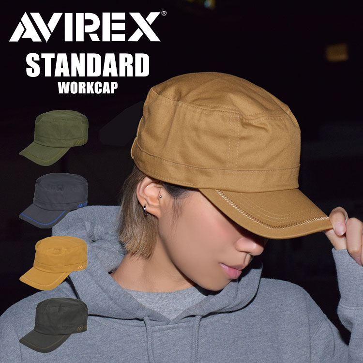 ワークキャップ メンズ AVIREX アビレックス 深め ブランド シンプル トップガン 57cm 58cm 59cm サイズ調節可能 人気 帽子 黒 カーキ ネイビー ベージュ アウトドア レディー