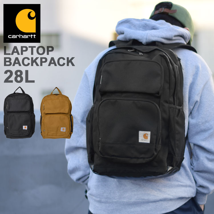 リュック carhartt カーハート メンズ レディース 大容量 通勤 通学 リュックサック 28L デイパック バックパック マザーズバッグ アメカジ ストリート ワーク カジュアル 黒 ブラウン