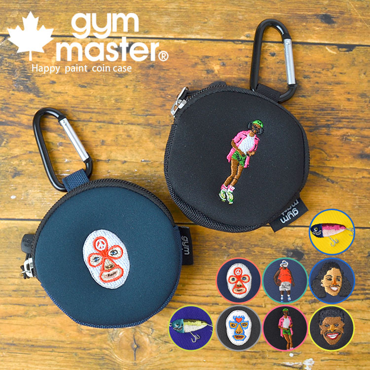 コインケース カラビナ付き 小銭入れ 丸型  かわいい ジムマスター gym master 丸い ミニコインケース キッズ レディース メンズ 刺繍 可愛い 柄 面白い 柄 笑顔 通勤 通学 g421