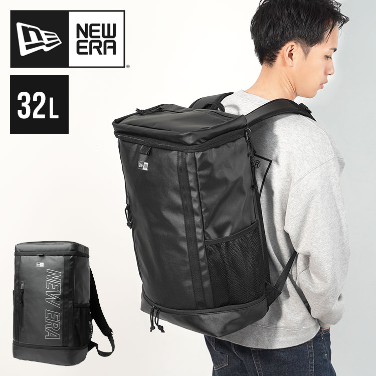 リュック ニューエラ NEWERA メンズ 大容量 通学 リュックサック 32L バックパック スクエア ボックス 型 丈夫 頑丈 A4 A3 大型 2層式 PC 17インチ 収納 黒 ブラック カバ