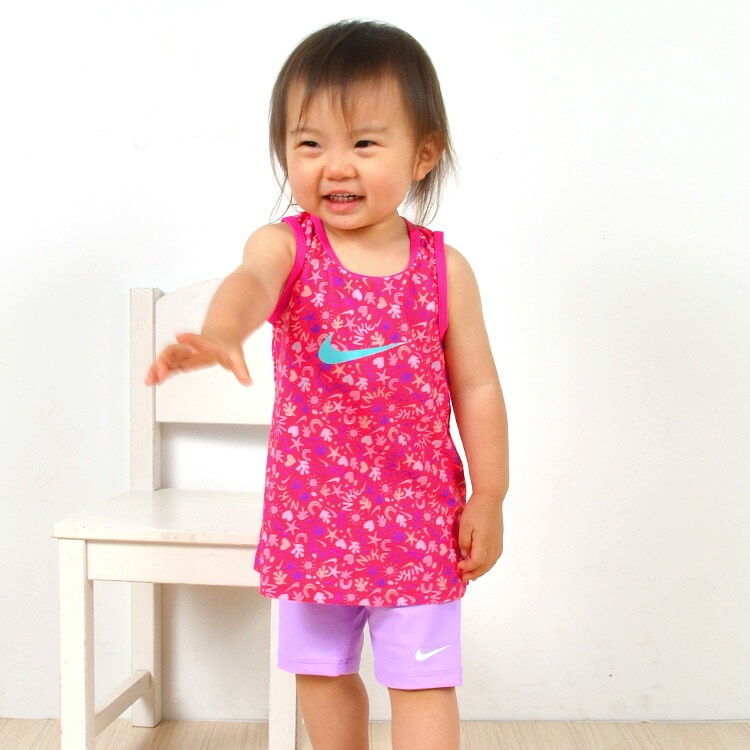 キッズ 水着 女の子 ナイキ セパレート タンキニ ベビー 80 90 100 110 120 cm NIKE ガールズ 女子 水着 かわいい ブランド おしゃれ 半ズボン パンツ 上下セット 子供 