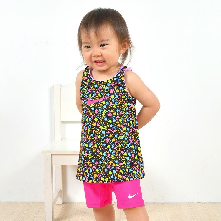 キッズ 水着 女の子 ナイキ セパレート タンキニ ベビー 80 90 100 110 120 cm NIKE ガールズ 女子 水着 かわいい ブランド おしゃれ 半ズボン 上下セット 子供 子ども 