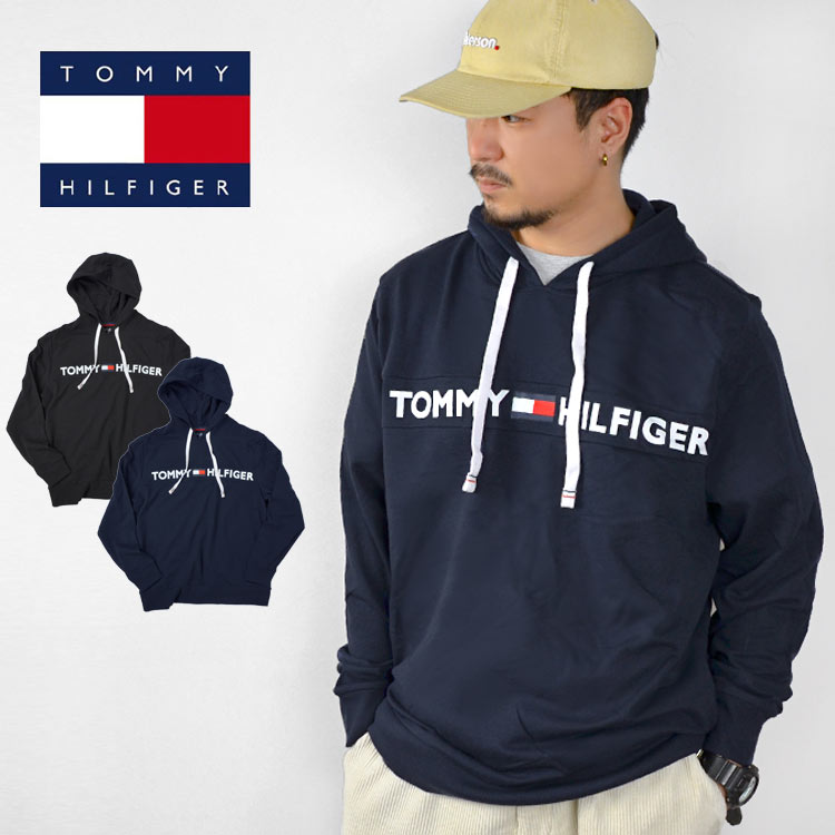 パーカー TOMMY HILFIGER トミー ヒルフィガー フーディ ブランド メンズ 裏起毛 暖かい 09T4032 ロゴ US アメカジ 切り替えし カラー 長袖 シンプル 黒 ブラック 紺 ネ