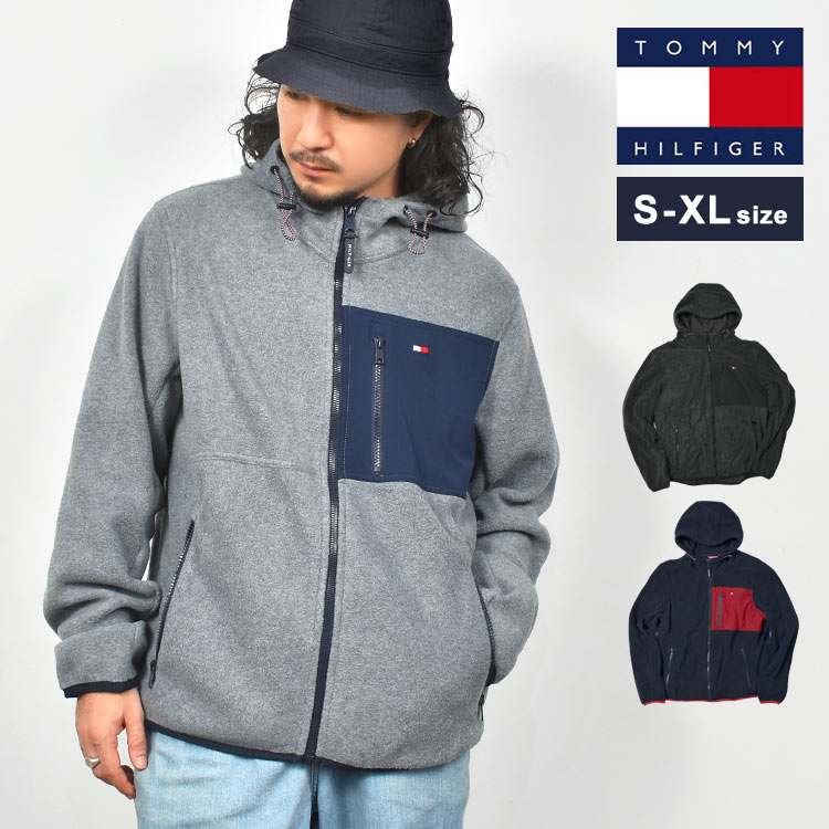 フリース ジャケット フード付き TOMMY HILFIGER トミー ヒルフィガー ジャケット ブランド メンズ 防寒 暖かい 151AF238 ジップ フーディ ロゴ アメカジ 冬服 上着 持ち運