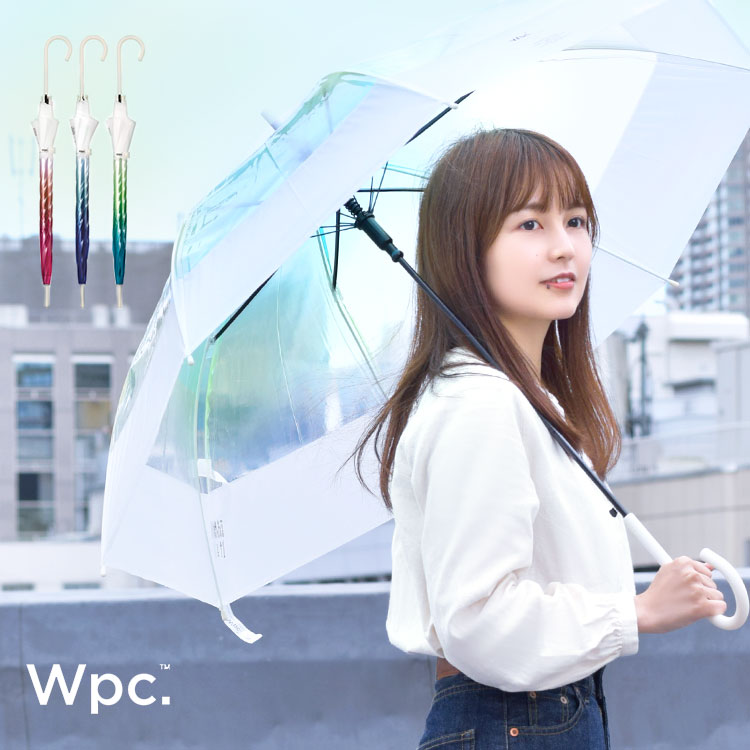 傘 グラデーション レディース 大きめ wpc ビニール傘 60cm おしゃれ 長傘 雨傘 ジャンプ 女性  通勤 通学 かわいい 切り継ぎグラデーション 大きい 丈夫 グラスファイバー骨 写真映え 