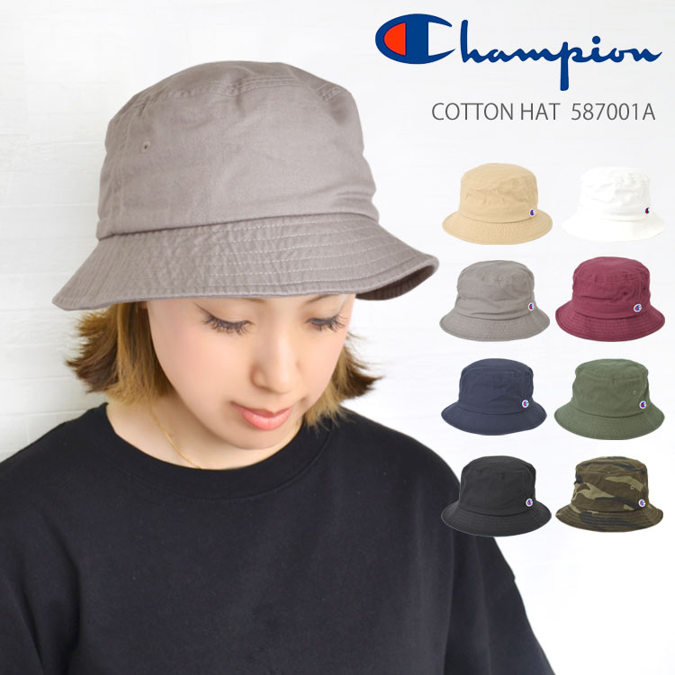 ハット レディース Champion チャンピオン バケットハット レディース ハット メンズ ツイルコットン ストリート サファリハット アウトドアハット 587-001A 熱中症対策 フェス キャ