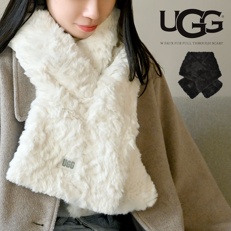 マフラー UGG アグ レディース 冬 ブランド ファーマフラー 差し込み 通すだけ 暖かい 防寒対策 洗える 首元 ティペット ネックウォーマー エコファー ふわふわ おしゃれ 通勤 通学 かわいい