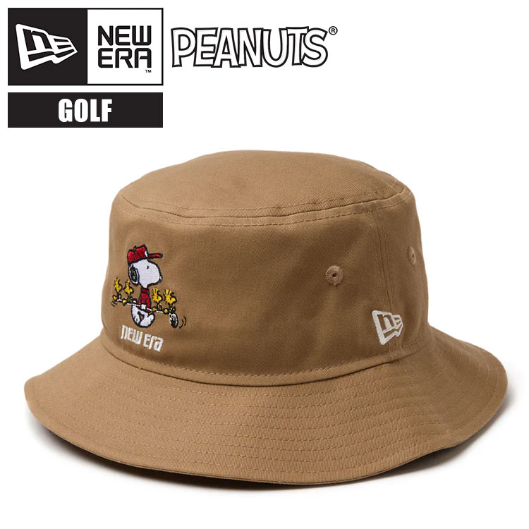 バケットハット NEWERA ニューエラ メンズ スヌーピー ゴルフ 帽子 14344506 59cm おしゃれ シンプル 刺繍 PEANUTS SNOOPY コラボ ブランド バケハ バケット ハッ