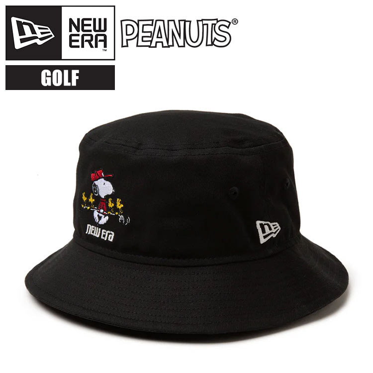 バケットハット NEWERA ニューエラ スヌーピー メンズ 帽子 ゴルフ バケハ 14344507 59cm シンプル おしゃれ 刺繍 PEANUTS SNOOPY コラボ ブランド バケット ハッ