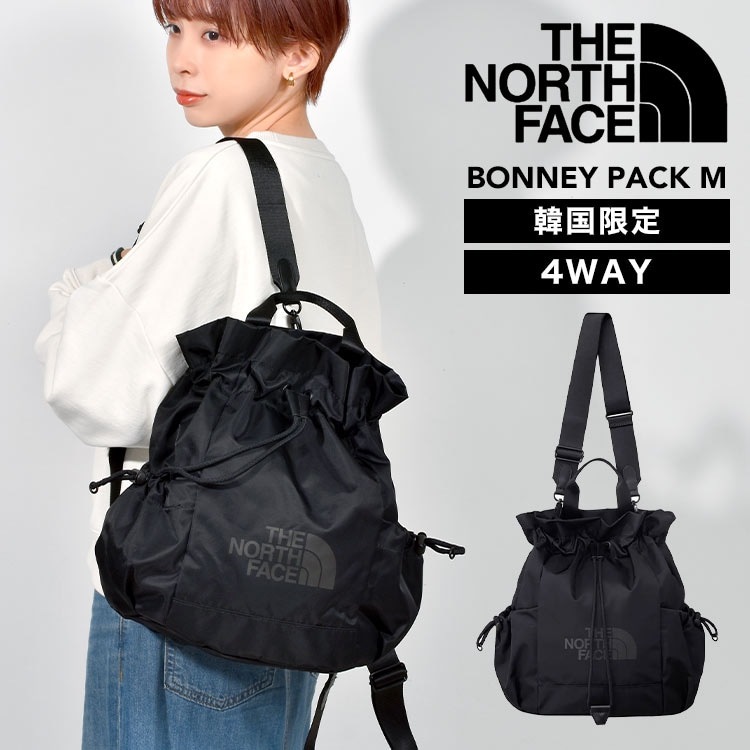 ノースフェイス リュック 巾着 韓国限定 THE NORTH FACE ホワイトレーベル 4way リュックサック ボニーバック ボニーパック NN2PQ50J 14L 黒 ブラック レディース ボデ