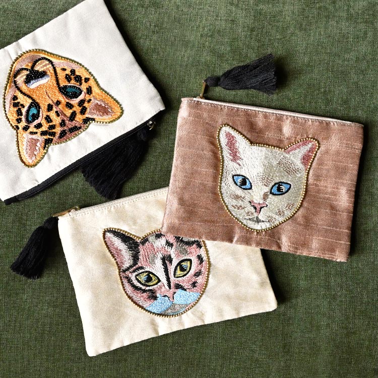 アニマル刺繍フラットポーチ | アイテム別,小物雑貨,ポーチ | hauhau
