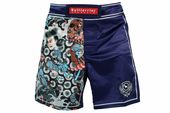 グリッド　ファイトパンツL central×GRIT×LUTADOR 2312 WH/BK FIGHT PANTS (Stretch fabric