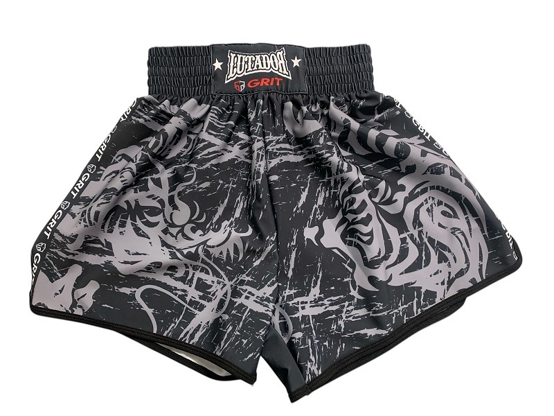 GRIT��LUTADOR 2603 GRAY STRETCH FABRIC MUAY THAI SHORTS ���å��ѥ�� ���ȥ�å�����