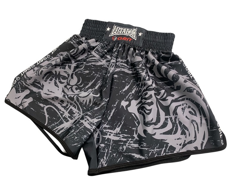 GRIT��LUTADOR 2603 GRAY STRETCH FABRIC MUAY THAI SHORTS ���å��ѥ�� ���ȥ�å�����