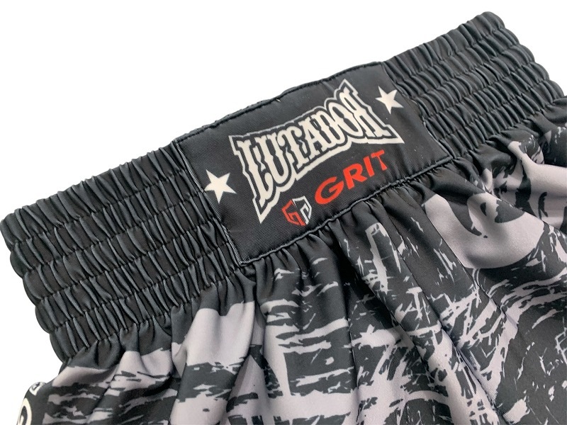 GRIT��LUTADOR 2603 GRAY STRETCH FABRIC MUAY THAI SHORTS ���å��ѥ�� ���ȥ�å�����