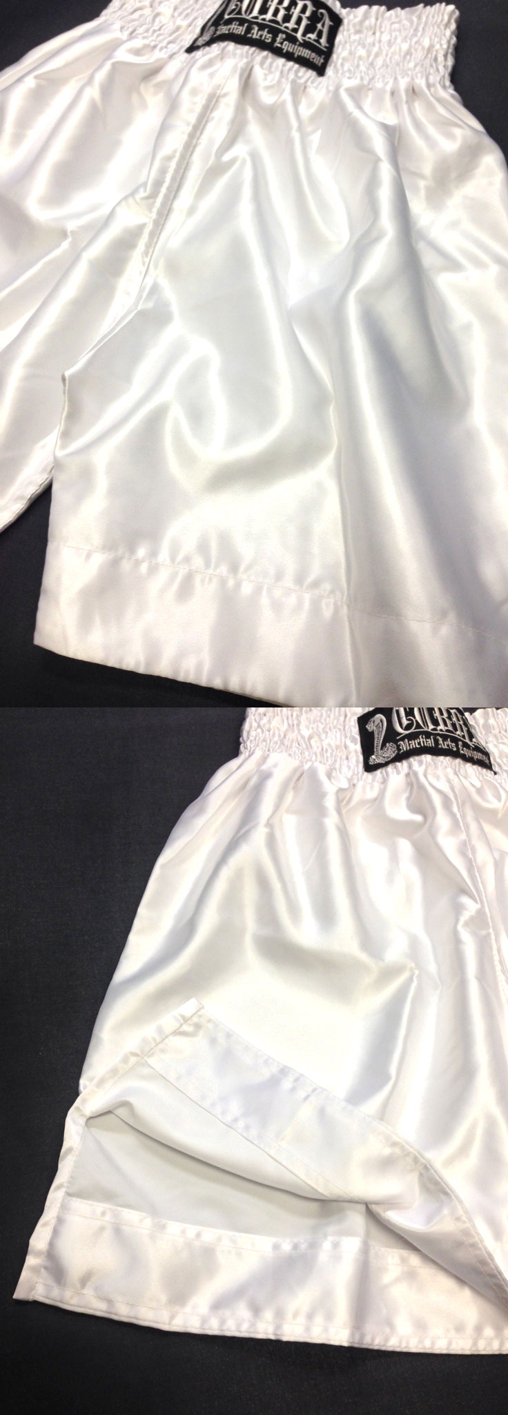 COBRA BOXING Long Shorts WHITE PLAIN