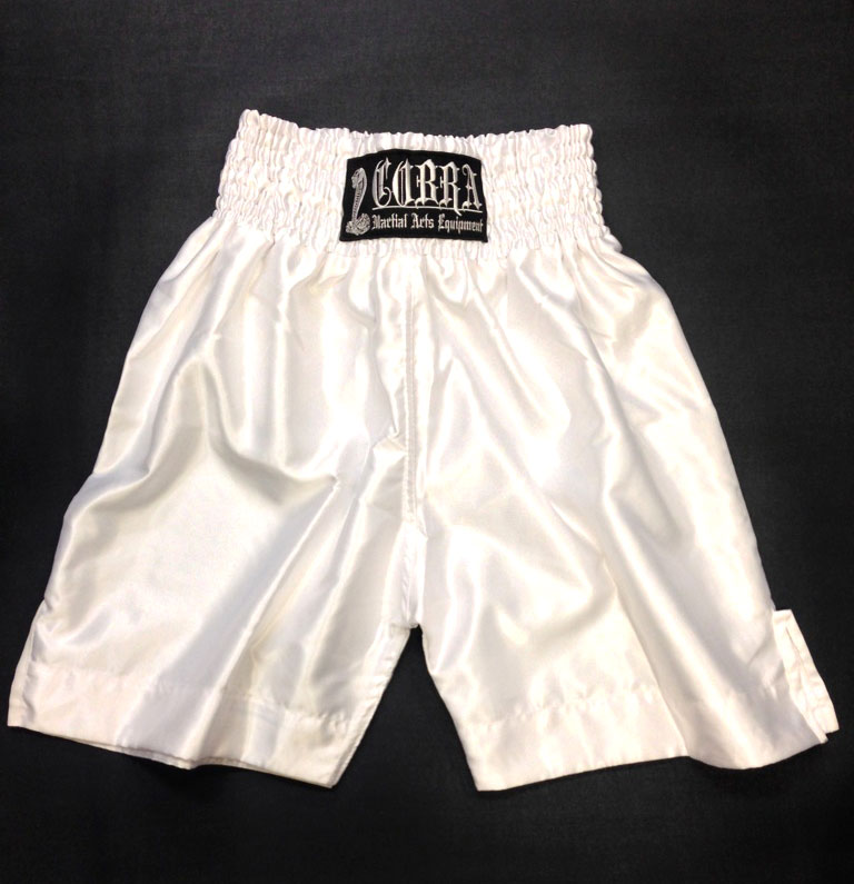 COBRA BOXING Long Shorts WHITE PLAIN