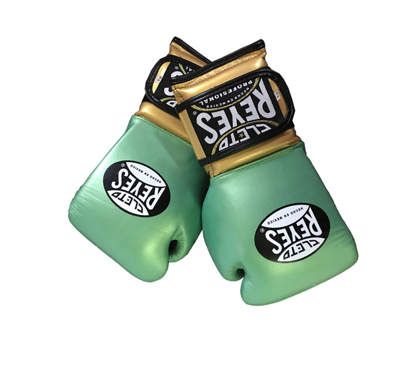 REYES VELCRO SPARRING GLOVES WBC GREEN AND GOLD