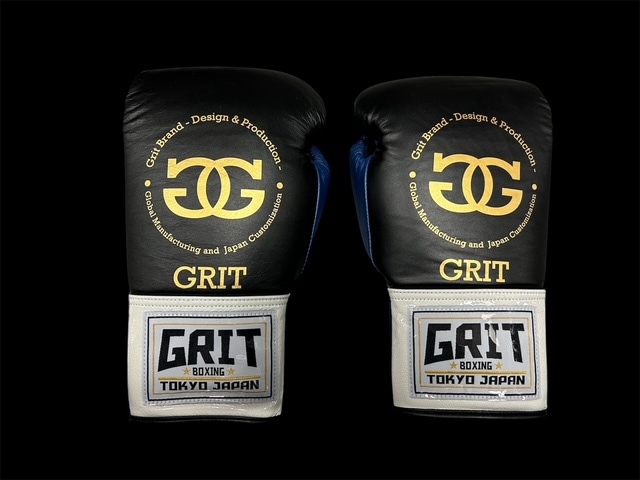 GRIT ボクシンググローブ　TOKYO JAPAN 紐式 本革製 GRIT LACE UP BOXING GLOVE 2510 BLUE GOLD LOGO 紐式 ボクシング