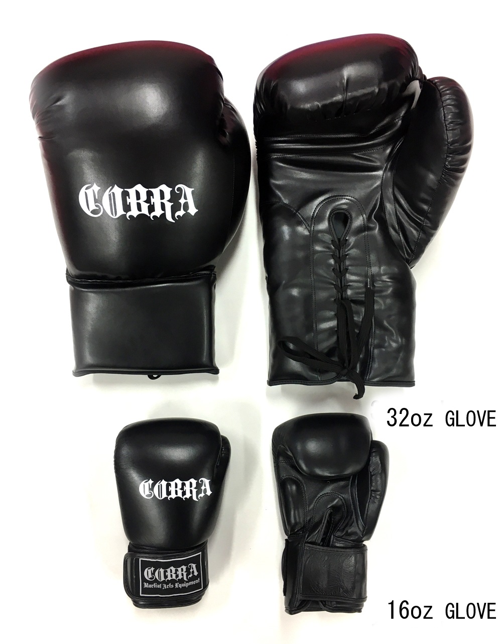 32OZ COBRA MEGA BOXING GLOVE BLACK (SOFT CUSHION TYPE)