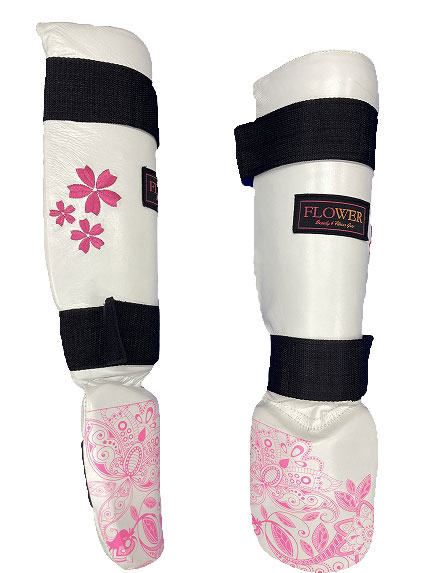 FLOWER SHIN GUARD WHITE 2205 SAKURA EMBROIDERY��LEATHER��