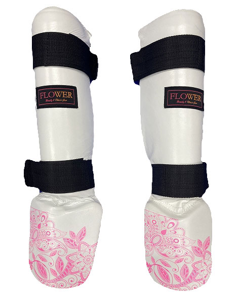 FLOWER SHIN GUARD WHITE 2205 SAKURA EMBROIDERY��LEATHER��