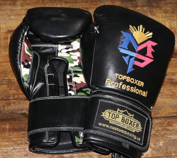 TOP BOXER BOXING GLOVES WIN1 PACQUIAO BLACK VELCRO アイテム別商品,グローブ