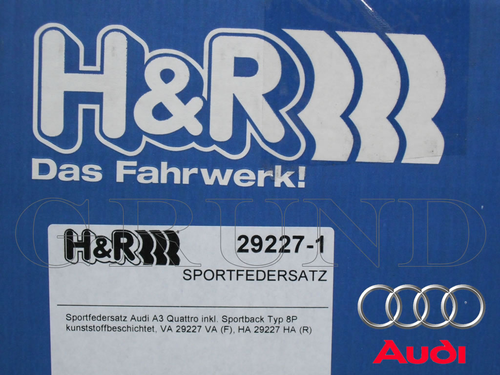 ��H&R Sport Springs�ۥ��ݡ��ĥ��ץ�󥰡å����ǥ� A3 / A3 ���ݡ��ĥХå� 8P 2.0 TFSI / 3.2 ����ȥ���Audi A3 quattro�ۡ�29227-1�ۡ�����̵������Ź��ô��
