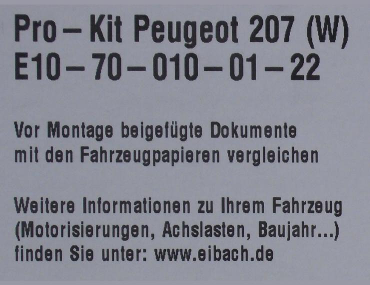����͢���ʡ�Eibach PRO-KIT�ۥ����Хå� �ץ����å� �����륹�ץ�󥰡åץ��硼 207 �ϥå��Хå���PEUGEOT 207 1.4/1.6/1.6T�ۡ�10-70-010-01-22�ۡ�����̵����