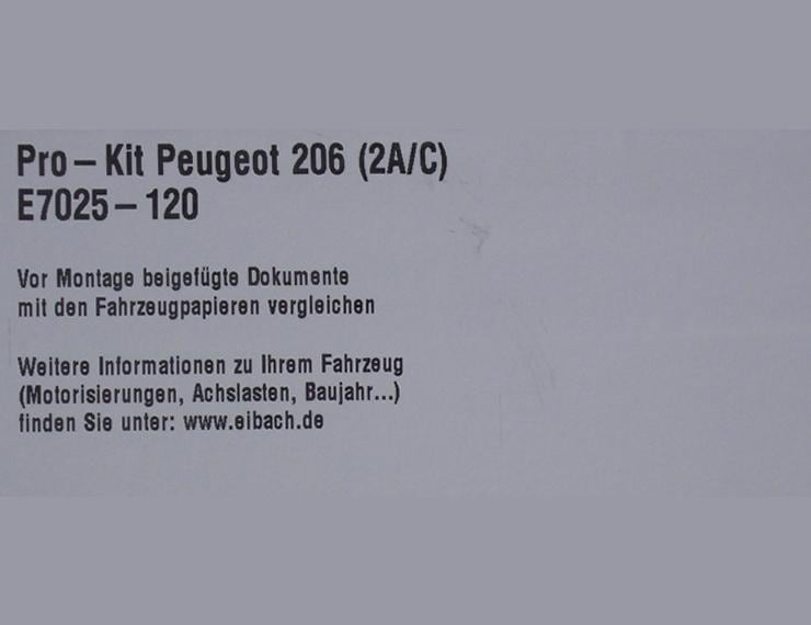 ������͢���ʡ�Eibach PRO-KIT�ڥ����Хå� �ץ����å� 7025-120 �����륹�ץ�󥰡åץ��硼 206 �ϥå��Хå� /CC / SW 2.0 S16��PEUGEOT 206��7025-120�ۡ�����̵������Ź��ô��