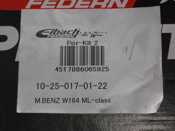 ������͢���ʡ�Eibach PRO-KIT�ڥ����Хå� �ץ����å� 10-25-017-01-22 �����륹�ץ�󥰡å�륻�ǥ��٥�� M���饹 W164 ML350 / ML500��Mercedes-Benz W164��10-25-017-01-22�ۡ�����̵������Ź��ô��