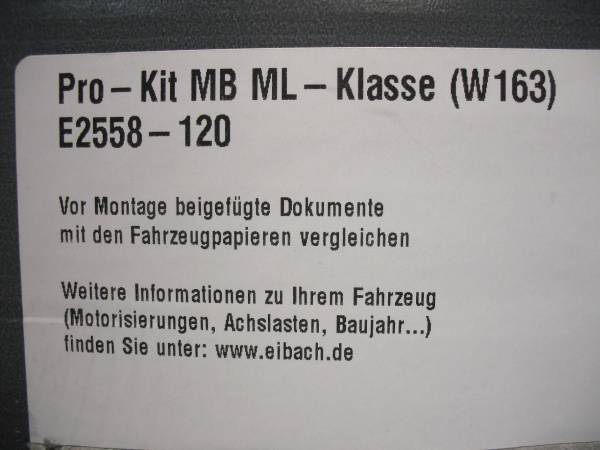 ������͢���ʡ�Eibach PRO-KIT�ڥ����Хå� �ץ����å� 2558-120 �����륹�ץ�󥰡å�륻�ǥ��٥�� M���饹 W163 ML270CDI / ML320 / ML350 / ML430��Mercedes-Benz W163��2558-120�ۡ�����̵������Ź��ô��
