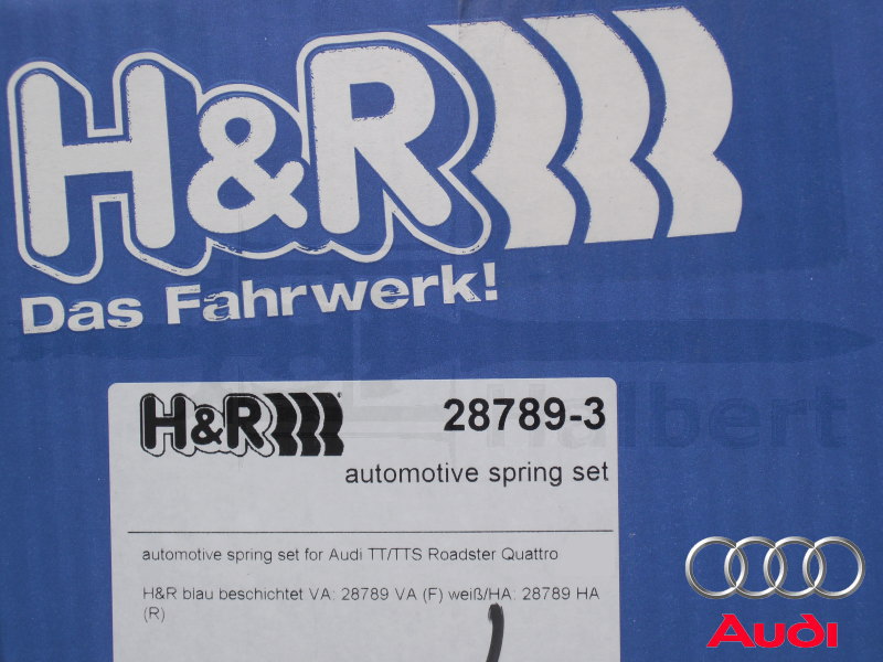 H&Rスプリング Audi TT (FV) ダウンサス 28789定価75000 H&R ダウンサス 28789-3【H&R Sport Springs】スポーツスプリング