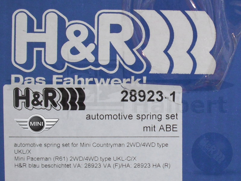 H&R ダウンサス 28923-1【H&R Sport Springs】スポーツスプリング