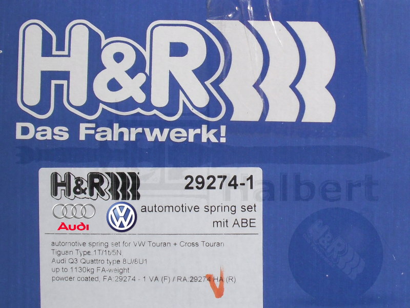 H＆R ダウンサス アウディQ3 8U VWティグアン 29274-1 H&R Sport