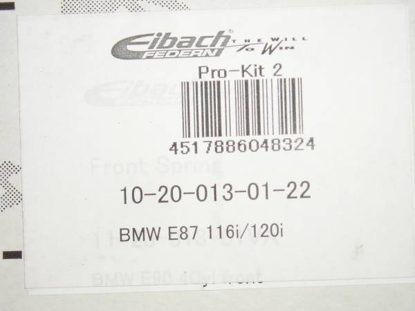������͢���ʡ�Eibach PRO-KIT�ڥ����Хå� �ץ����å� 10-20-013-02-22 �����륹�ץ�󥰡�BMW 1���꡼�� E87 130i��10-20-013-02-22�ۡ�����̵������Ź��ô��
