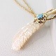 一点物　夜光貝のフェザーネックレス　高品質ラリマールースbrassTOP +