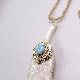 一点物　夜光貝のフェザーネックレス　高品質ラリマールースbrassTOP +