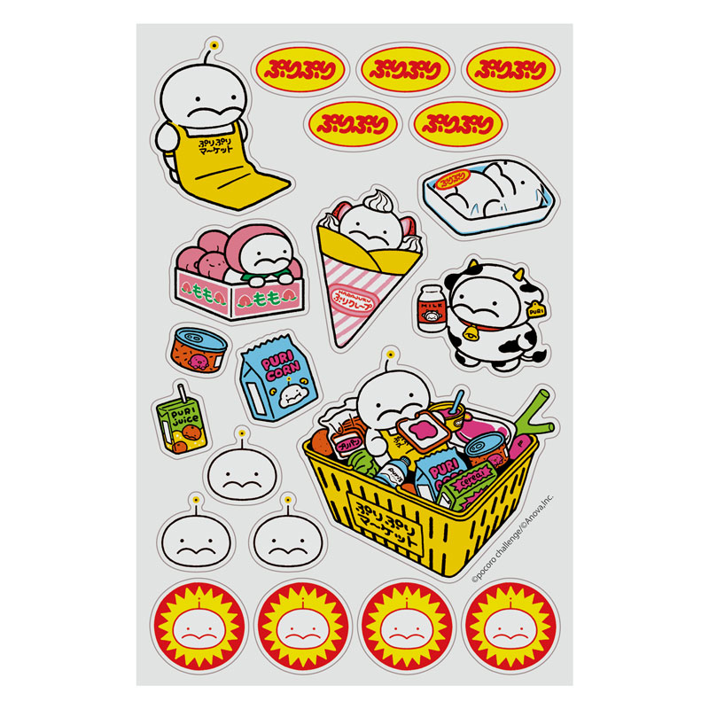 ぷりぷりうちゅうじん クリアマルチシール（ぷりぷりマ～ケット