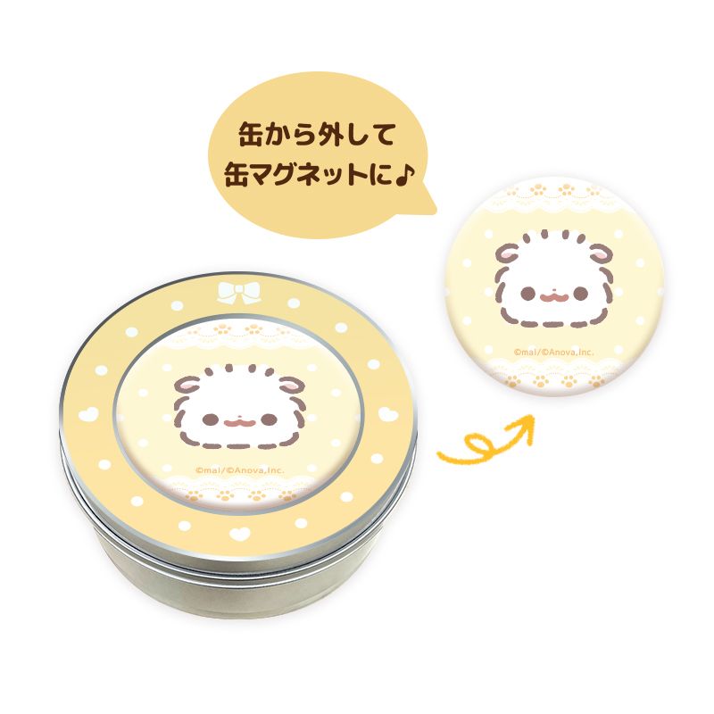 ポメラニアンもち（しらたま） フレークシール缶 | ポメラニアン