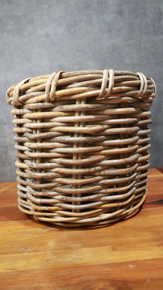 Gray Rattan Basket S 