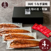 【2倍増量】 国産 うなぎ 蒲焼 4本 セット