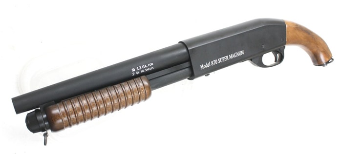 S&T M870 ソードオフ リアルウッド エアーショットガン ≪スーパーマグナム刻印≫【180日間安心保証つき】