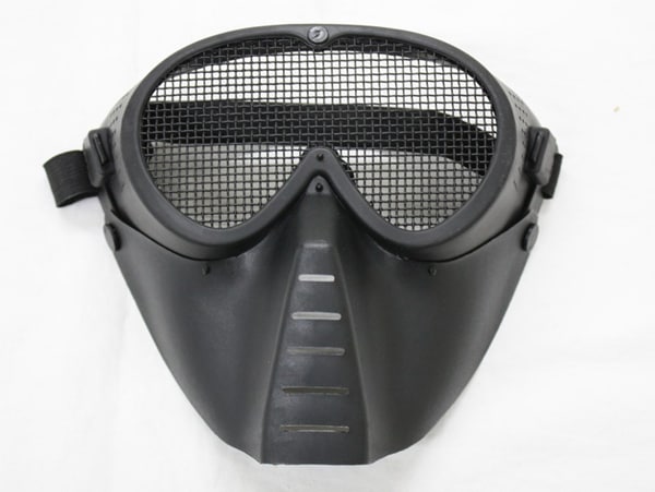 WOSPORT フルフェイス ゴーグル スチールメッシュ 丸BK