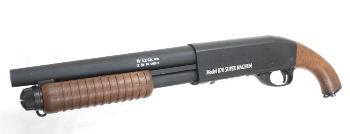 S&T M870 ソードオフ フェイクウッド エアーショットガン ≪スーパーマグナム刻印≫【180日間安心保証つき】